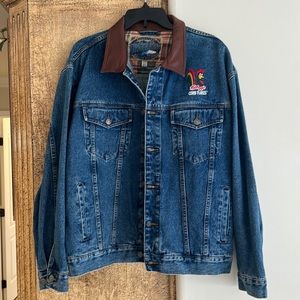 VINTAGE | Kellogg’s Corn Flakes Denim Leather Collar Bomber Jean Jacket